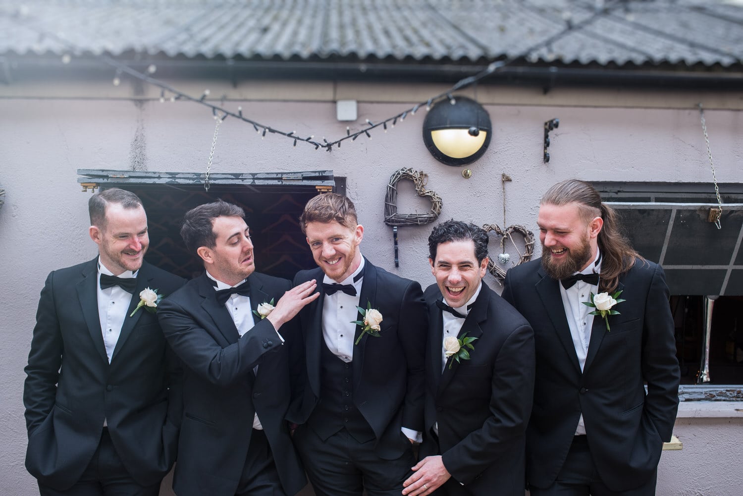 Groom and Groomsmen at the Courtyard in Stephen's Green Club